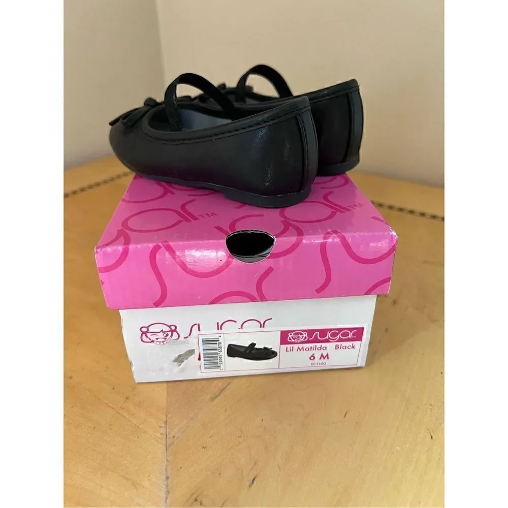 NIB! Sugar Black Lil Matilda Bow Flats Toddler Girls 6
